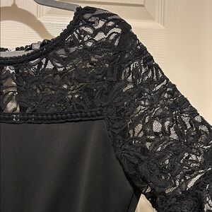 Luxology Black Lace Dress Whimsigoth Bell Sleeves Midi Dress Flattering sz Large